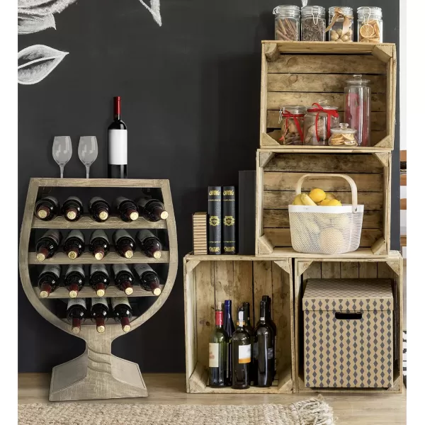 CoTa Global Modern Wine Glass Shaped Wall Mounted Wine Rack  18 Bottles Freestanding Wooden Wine Holder Hanging Bottle Rack or Floor Stand Wine Storage Shelf Organizer for Wine Bar ampamp Home DcorModern
