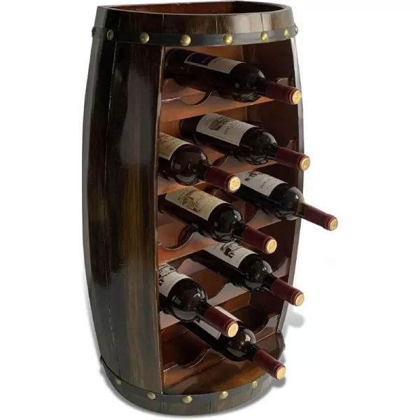 CoTa Global Alexander Wooden Barrel Wine Rack  18 Bottles Wine Storage Rack Wooden Wine Rack Free Standing Liquor Bar Wine Shelf Rustic Wine Bottle Holder Wall Mounted Wine Rack and Glass HolderBrown Vintage