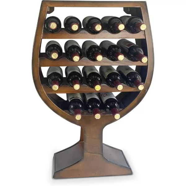 CoTa Global Modern Wine Glass Shaped Wall Mounted Wine Rack  18 Bottles Freestanding Wooden Wine Holder Hanging Bottle Rack or Floor Stand Wine Storage Shelf Organizer for Wine Bar ampamp Home DcorBrown Vintage