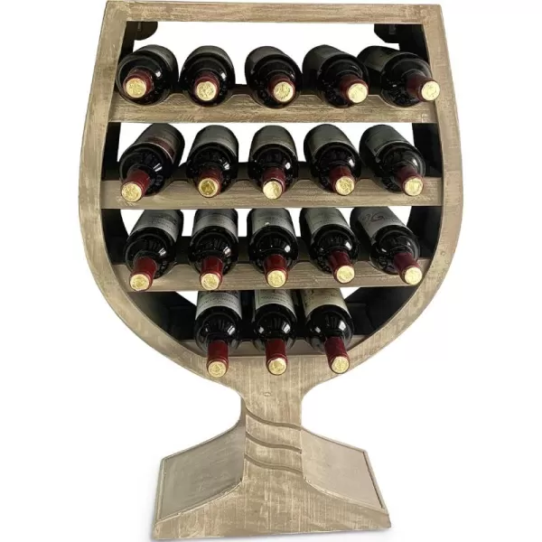 CoTa Global Modern Wine Glass Shaped Wall Mounted Wine Rack  18 Bottles Freestanding Wooden Wine Holder Hanging Bottle Rack or Floor Stand Wine Storage Shelf Organizer for Wine Bar ampamp Home DcorModern