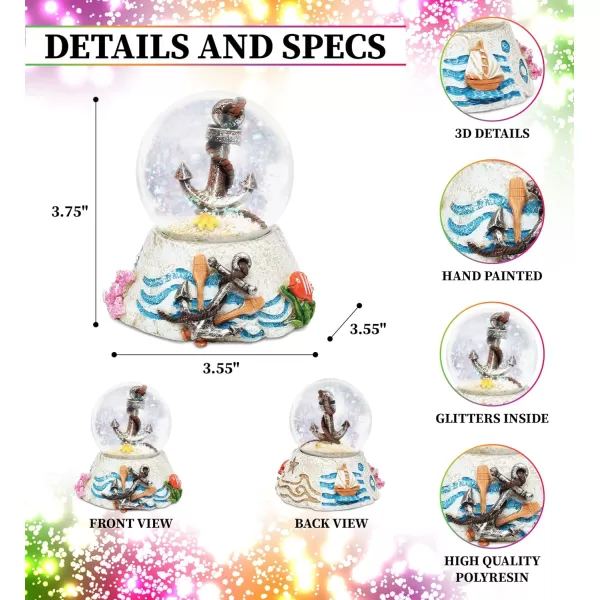 CoTa Global Anchor Stone Snow Globe  Sparkly Water Globe Figurine with Sparkling Glitter Collectible Novelty Ornament for Home Decor for Birthdays Christmas and Valentines Day
