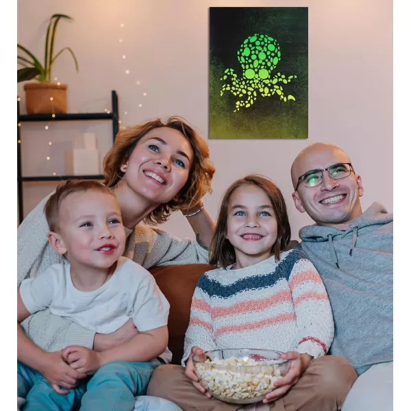 CoTa Global Owl Buddha Tree of Life Day of the Dead Light Up LED Wall Art  Color Changing LED Light Up Picture Art for Wall Hang  Home Decor Wall Art for Bedroom and Living Room  16x12 InchOctopus