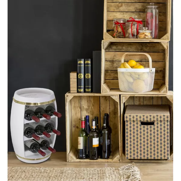 CoTa Global White and Gold Alexander Wine Rack  Freestanding Wooden Wine Holder for 8 Wine Bottles Decorative Bottle Rack Floor Stand Rustic Countertop Wine Storage Shelf Organizer for Wine BarWhiteGold