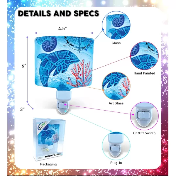 Puzzled Dolphin Night Light Glass Art Plug in Decorative Socket Lamp Manual On ampamp Off Portable Lights Stairway Hallway Bedroom Bathroom Nursery Kids Accessory Home ampamp Kitchen Decor