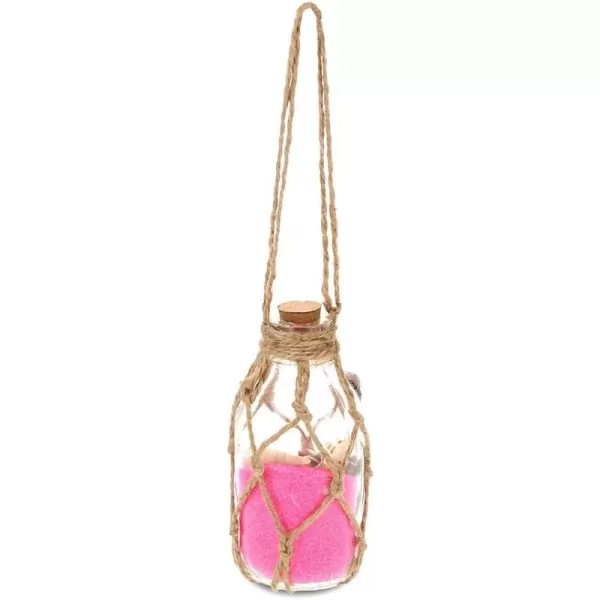 CoTa Global Pink Hanging Sand Bottle wString Nautical Colored Sand Art wSea Shells Decorative jar for Marine Theme Party Props Decor Island Resort Beach Souvenir Pink Powder Ocean Collection