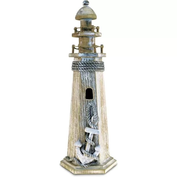 Puzzled COTA Global Baja Anchor Lighthouse Decor  Handmade and Crafted Wooden Lighthouse Decoration with Anchor Decorative Beach Style Tabletop Centerpiece Nautical Themed Home Decor  145 Inch