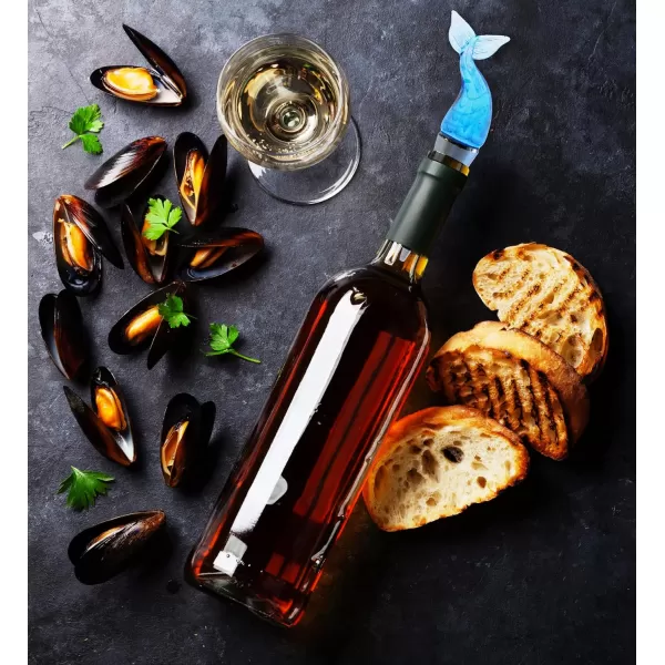 Cheers Black Bear Metal Wine Stopper  Elegant Vacuum Seal Reusable Wild Life Animal Wine Bottle Stopper Airtight Leak Proof Bottle Topper Cork Plug Cute Home Decor ampamp Bar Tool Accessory Unique GiftBlue Glass Mermaid Tail