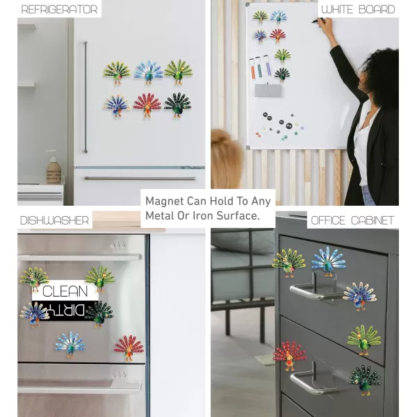 imagePuzzled Elegant Peacock Refrigerator Bobble Magnet Set of 6