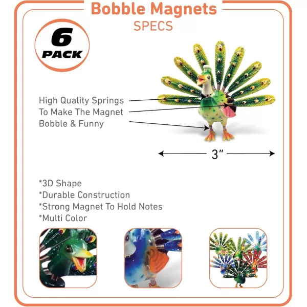 imagePuzzled Elegant Peacock Refrigerator Bobble Magnet Set of 6