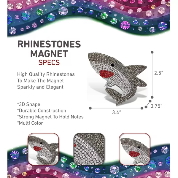 imageCOTA Global Shark Sparkling Fridge Magnet  Gray and White Fridge Magnets Rhinestone Decor Sea Life Decor Cute Fridge Magnet for Whiteboard Locker Accessories Cute Magnets for Office  34 InchesGray Shark