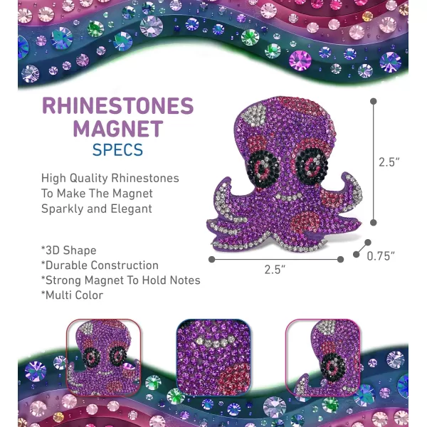 imageCOTA Global Shark Sparkling Fridge Magnet  Gray and White Fridge Magnets Rhinestone Decor Sea Life Decor Cute Fridge Magnet for Whiteboard Locker Accessories Cute Magnets for Office  34 InchesPurple Octopus