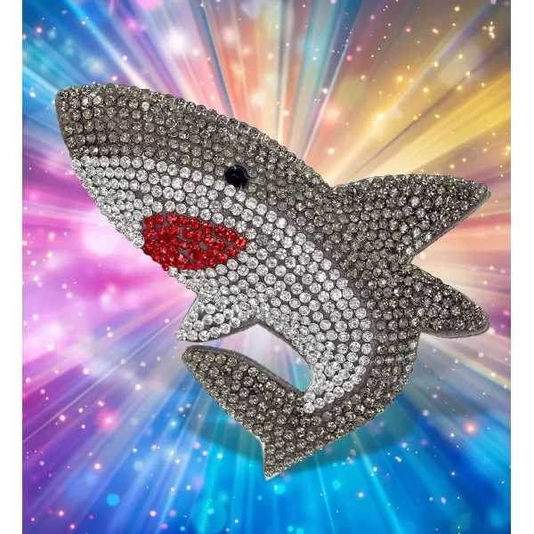 imageCOTA Global Shark Sparkling Fridge Magnet  Gray and White Fridge Magnets Rhinestone Decor Sea Life Decor Cute Fridge Magnet for Whiteboard Locker Accessories Cute Magnets for Office  34 InchesGray Shark
