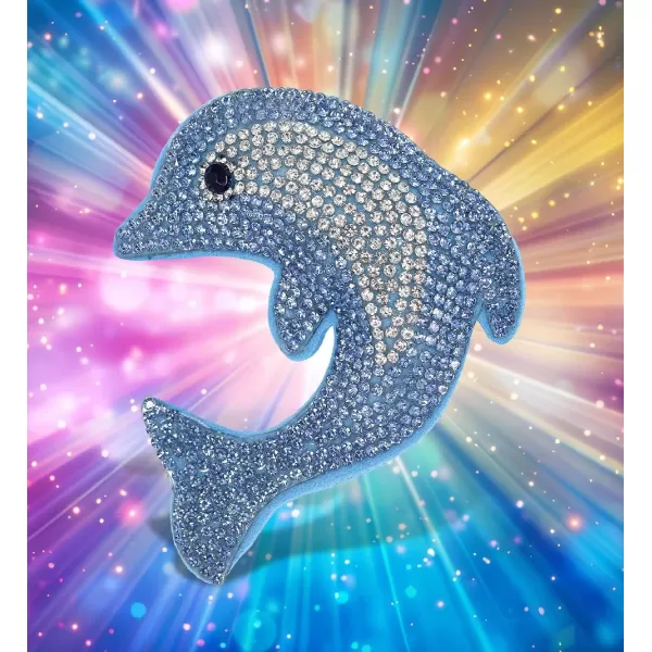 imageCOTA Global Shark Sparkling Fridge Magnet  Gray and White Fridge Magnets Rhinestone Decor Sea Life Decor Cute Fridge Magnet for Whiteboard Locker Accessories Cute Magnets for Office  34 InchesBlue Dolphin