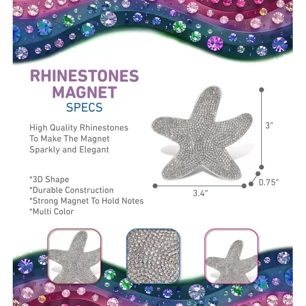 imageCOTA Global Shark Sparkling Fridge Magnet  Gray and White Fridge Magnets Rhinestone Decor Sea Life Decor Cute Fridge Magnet for Whiteboard Locker Accessories Cute Magnets for Office  34 InchesWhite Starfish