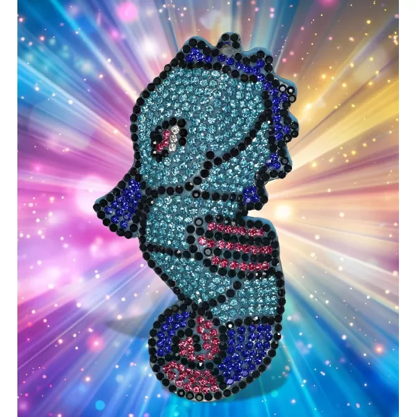 imageCOTA Global Shark Sparkling Fridge Magnet  Gray and White Fridge Magnets Rhinestone Decor Sea Life Decor Cute Fridge Magnet for Whiteboard Locker Accessories Cute Magnets for Office  34 InchesBlue Seahorse