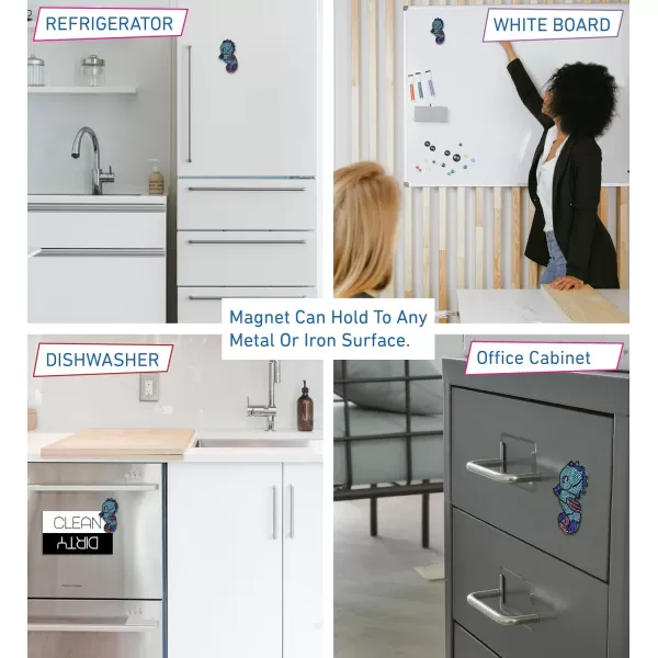 imageCOTA Global Shark Sparkling Fridge Magnet  Gray and White Fridge Magnets Rhinestone Decor Sea Life Decor Cute Fridge Magnet for Whiteboard Locker Accessories Cute Magnets for Office  34 InchesBlue Seahorse