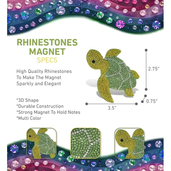 imageCOTA Global Shark Sparkling Fridge Magnet  Gray and White Fridge Magnets Rhinestone Decor Sea Life Decor Cute Fridge Magnet for Whiteboard Locker Accessories Cute Magnets for Office  34 InchesGreen Sea Turtle