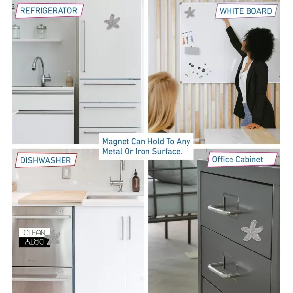 imageCOTA Global Shark Sparkling Fridge Magnet  Gray and White Fridge Magnets Rhinestone Decor Sea Life Decor Cute Fridge Magnet for Whiteboard Locker Accessories Cute Magnets for Office  34 InchesWhite Starfish