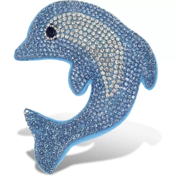 imageCOTA Global Shark Sparkling Fridge Magnet  Gray and White Fridge Magnets Rhinestone Decor Sea Life Decor Cute Fridge Magnet for Whiteboard Locker Accessories Cute Magnets for Office  34 InchesBlue Dolphin