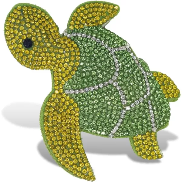 imageCOTA Global Shark Sparkling Fridge Magnet  Gray and White Fridge Magnets Rhinestone Decor Sea Life Decor Cute Fridge Magnet for Whiteboard Locker Accessories Cute Magnets for Office  34 InchesGreen Sea Turtle