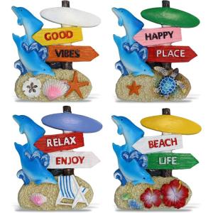 imageCoTa Global Beach Sign Dolphin Refrigerator Nautical Magnets Set of 4  Resin Beach Design Magnet Fun and Cute Ocean Magnets for Kitchen Fridge Locker Home Decor and Office Decor Novelty  4 Pack