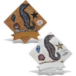 imageCoTa Global Sand Square Seahorse Refrigerator Nautical Magnets Set of 2  Resin Beach Design Magnet Fun and Cute Ocean Magnets for Kitchen Fridge Locker Home Decor and Office Decor Novelty  2 Pack