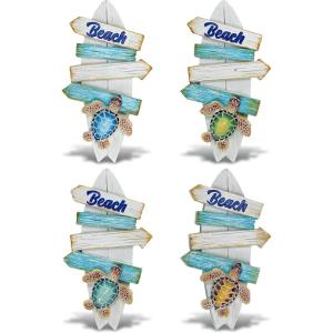 imageCoTa Global Surfboard Beach Sign Sea Turtle Nautical Magnets Set of 4  Resin Beach Design Magnet Fun and Cute Ocean Magnets for Kitchen Fridge Locker Home Decor and Office Decor Novelty  4 Pack
