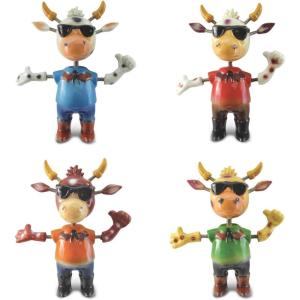 imageCOTA Global Cool Cow Refrigerator Bobble Magnets Set of 4  Assorted Color Fun Cute Farm Life Animal Cow Bobble Head Magnets for Kitchen Fridge Home Decor and Cool Office Decorative Novelty  4 Pack