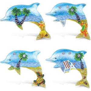 imagePuzzled Dolphin Refrigerator Silver Beach Magnet  Ocean Life Theme  Set of 4  Unique Affordable Gift and Souvenir  Item 7685