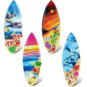imageCoTa Global Surfboard Refrigerator Summer Magnets Set of 4  Assorted Resin Tropical Beach Design Fun ampamp Cute Nautical Magnets for Kitchen Fridge Locker Home Decor and Office Decor Novelty  4 Pack
