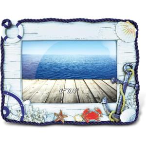 imagePuzzled Resin Coastal Maritime Anchor Picture Frame 6 X 4 Inch Sculptural Photo Holder Intricate ampamp Meticulous Detailing Art Handcrafted Tabletop Accent Accessory Nautical Beach Themed Home Dcor