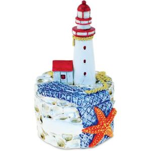 imagePuzzled Resin Lighthouse with Orange Starfish Jewelry Box 425 Inch Figurine Intricate ampamp Meticulous Detailing Art Trinket Accessory Storage Tabletop Accent Nautical Ocean Sea Life Theme Home Dcor