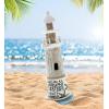 imageCoTa Global Aqua Sky Lighthouse Decor  Handmade and Crafted Wooden Lighthouse Decoration with Navy Blue Text Decorative Beach Style Tabletop Centerpiece  12 Inches