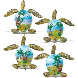 imageCoTa Global Sea Turtle Refrigerator Silver Beach Magnets Set of 4  Assorted Resin ampamp Crystals Design Fun and Cute Beach Magnets For Kitchen Fridge Locker Home Decor and Office Decor Novelty  4 Pack