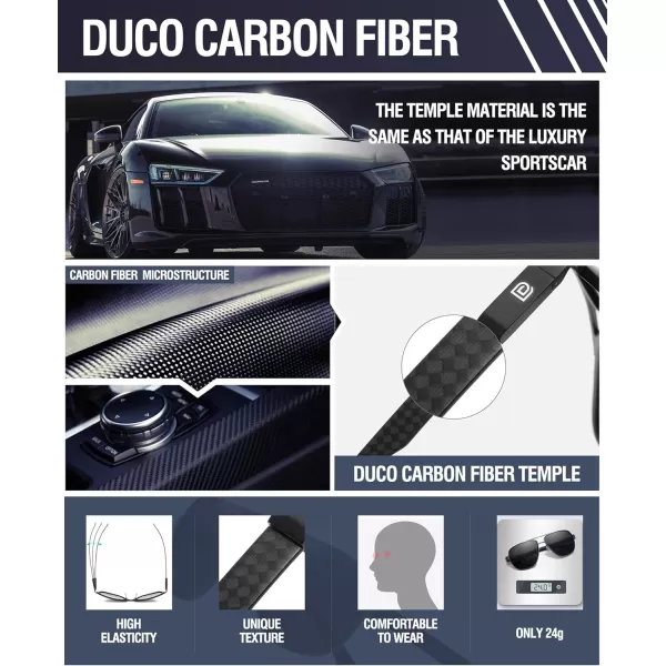 DUCO Aviator Sunglasses For Men Polarized Sunglasses Men UV Protection Carbon Fiber Temple Mens Sun glasses For Driving 3051Blue Frame Grey Lens
