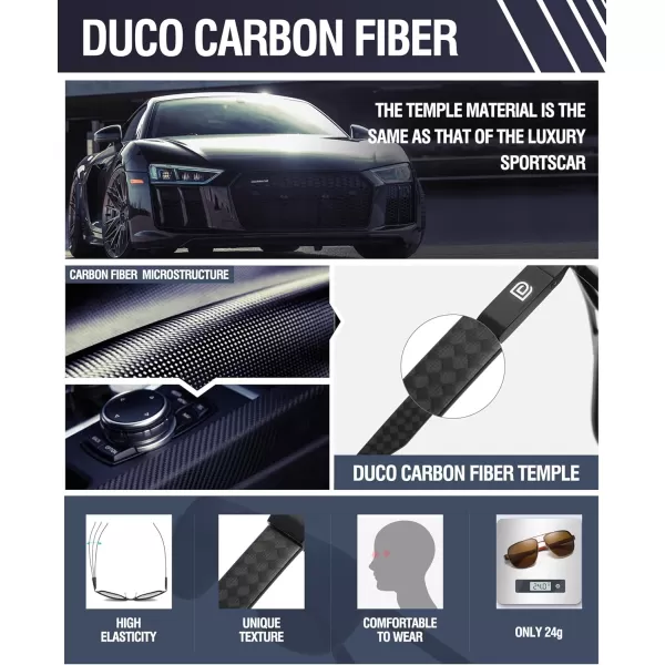 DUCO Aviator Sunglasses For Men Polarized Sunglasses Men UV Protection Carbon Fiber Temple Mens Sun glasses For Driving 3051Brown Frame Brown Lens