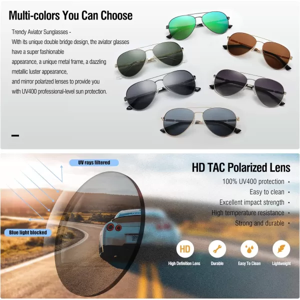 DUCO Aviator Sunglasses for Men Women Vintage Polarized Sun Glasses Mirrored Lens Metal Frame Designer Shades 3025KGold Frame Brown Lens