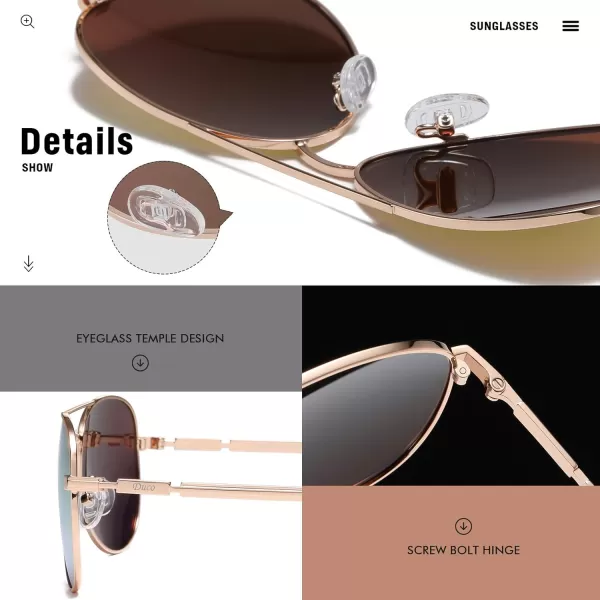 DUCO Aviator Sunglasses for Men Women Vintage Polarized Sun Glasses Mirrored Lens Metal Frame Designer Shades 3025KGold Frame Revo Pink Lens