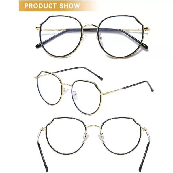 DUCO Blue Light Glasses For Women Computer Glasses Blue Ray Blocking Glasses For Men Womens Fashion Eyeglasses W014Black Gold