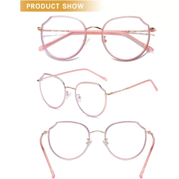 DUCO Blue Light Glasses For Women Computer Glasses Blue Ray Blocking Glasses For Men Womens Fashion Eyeglasses W014Pink Rose