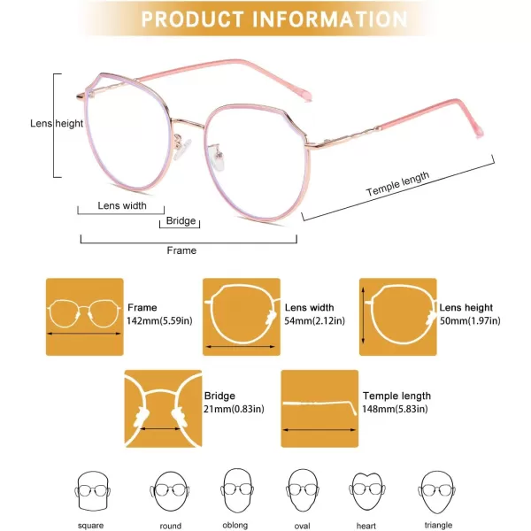 DUCO Blue Light Glasses For Women Computer Glasses Blue Ray Blocking Glasses For Men Womens Fashion Eyeglasses W014Pink Rose