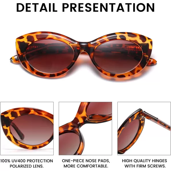 DUCO Cat Eye Sun Glass Retro Oval Sunglasses for Women Clout Glasses Vintage Polarized UV 400 Protection 1223TortoiseBrow