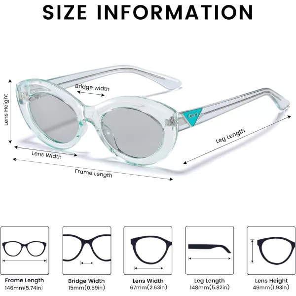 DUCO Cat Eye Sun Glass Retro Oval Sunglasses for Women Clout Glasses Vintage Polarized UV 400 Protection 1223Transparent Blue Grey