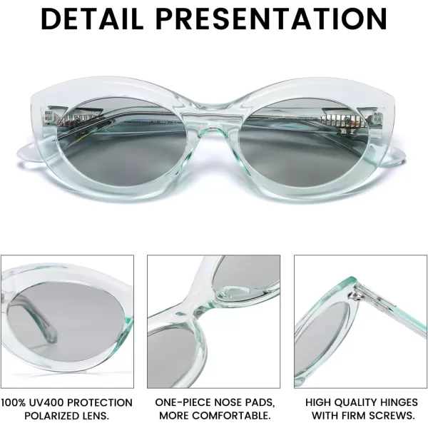 DUCO Cat Eye Sun Glass Retro Oval Sunglasses for Women Clout Glasses Vintage Polarized UV 400 Protection 1223Transparent Blue Grey