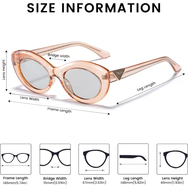 DUCO Cat Eye Sun Glass Retro Oval Sunglasses for Women Clout Glasses Vintage Polarized UV 400 Protection 1223Transparent BrownGrey