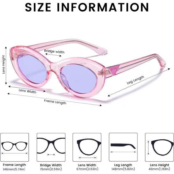 DUCO Cat Eye Sun Glass Retro Oval Sunglasses for Women Clout Glasses Vintage Polarized UV 400 Protection 1223Transparent PinkBlue