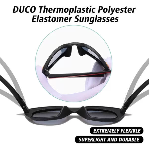 DUCO Cute Polarized Kids Sunglasses for Girls Boys Flexible Children Shades UV Protection Age 610 K018Black Red