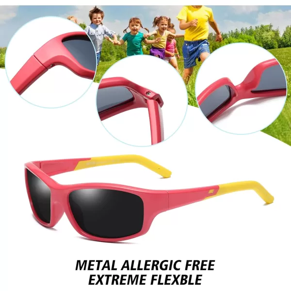 DUCO Cute Polarized Kids Sunglasses for Girls Boys Flexible Children Shades UV Protection Age 610 K018Pink