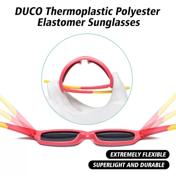 DUCO Cute Polarized Kids Sunglasses for Girls Boys Flexible Children Shades UV Protection Age 610 K018Pink