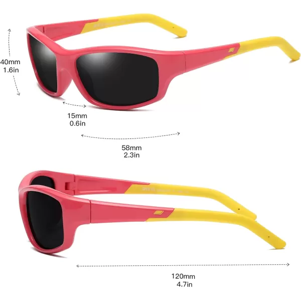 DUCO Cute Polarized Kids Sunglasses for Girls Boys Flexible Children Shades UV Protection Age 610 K018Pink